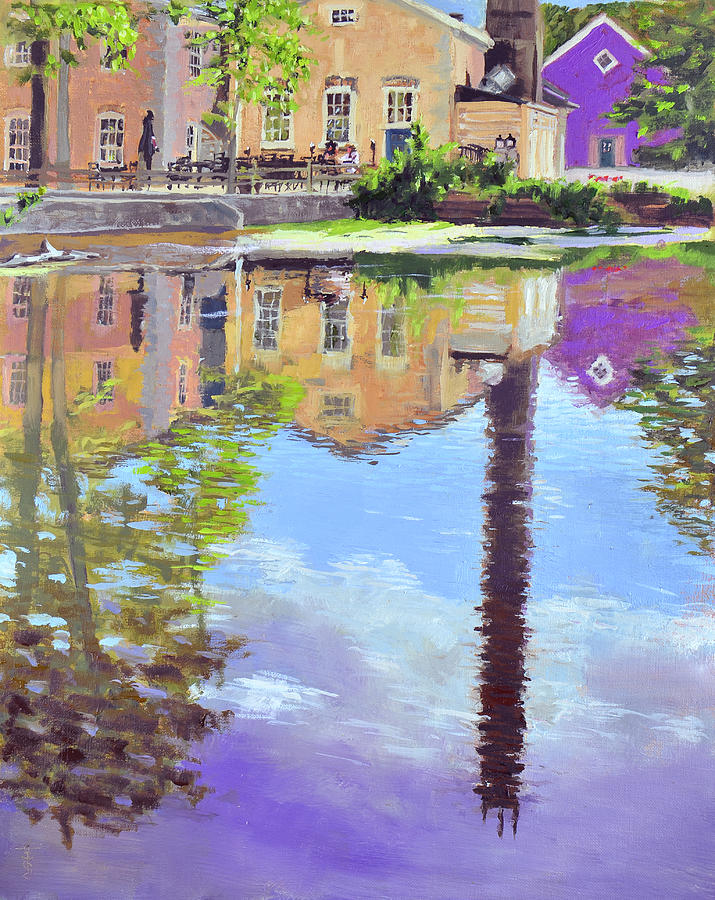 Water Painting - Dining at the Cedar Creek by Anthony Sell Water Painting - Dining at the Cedar Creek by Anthony Sell