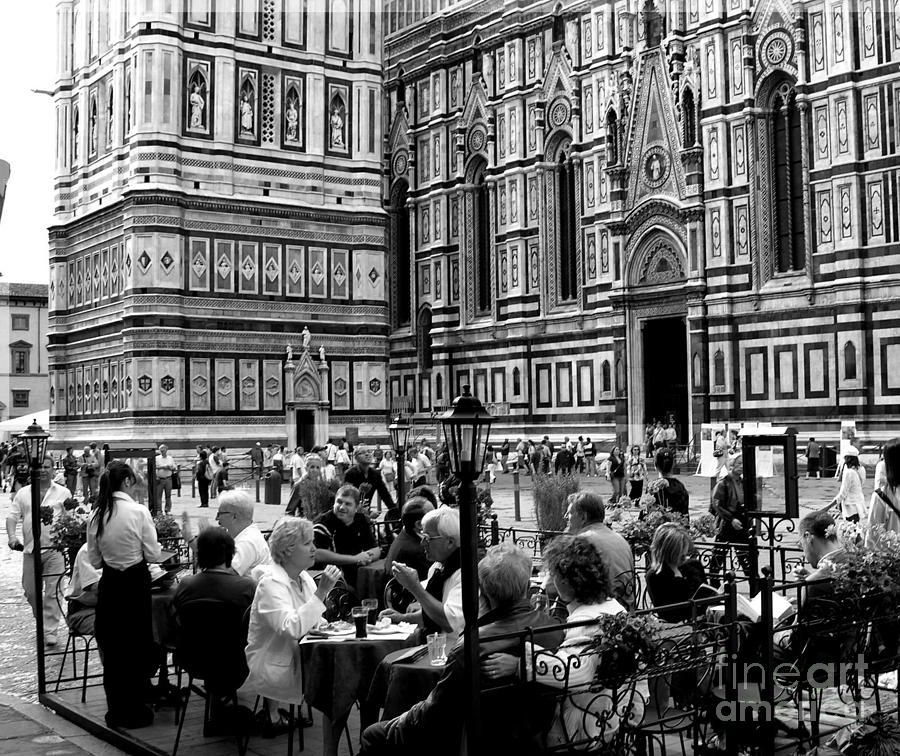 Black And White Photograph - Dining at the Duomo by Jacqueline M Lewis