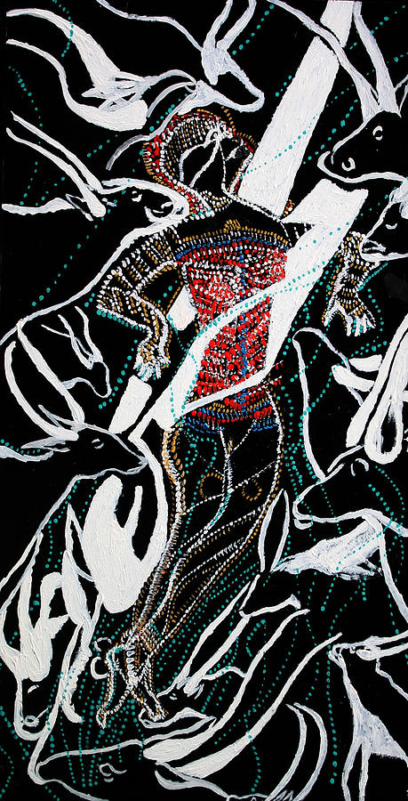 Dinka dance Painting by Gloria Ssali