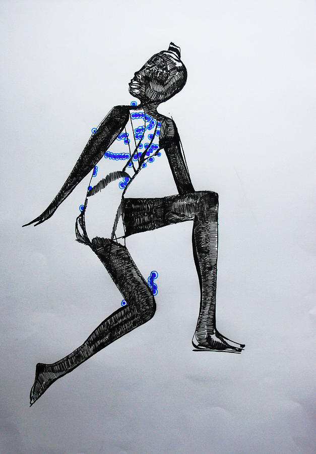 Dinka Silhouette - South Sudan Drawing by Gloria Ssali