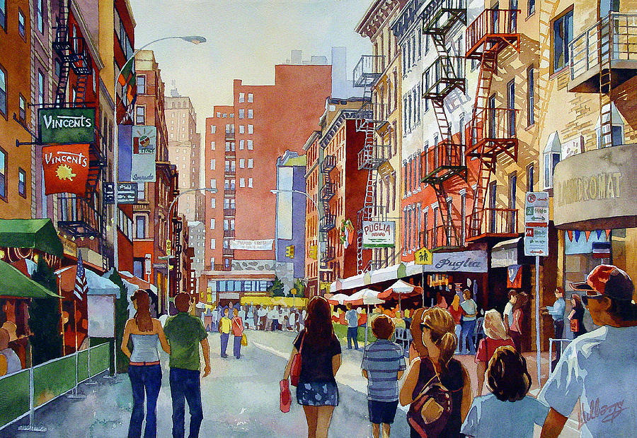 Dinner in Little Italy Painting by Mick Williams