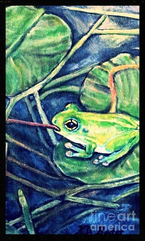Dinner on a Lily pad Painting by Kimberlee Baxter