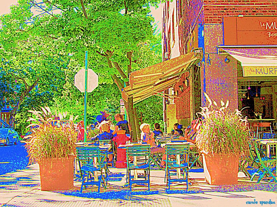Dinner On The Terrace Le Murphy Boire Et Manger French Bistro Montreal Cafe Street Scene Painting by Carole Spandau