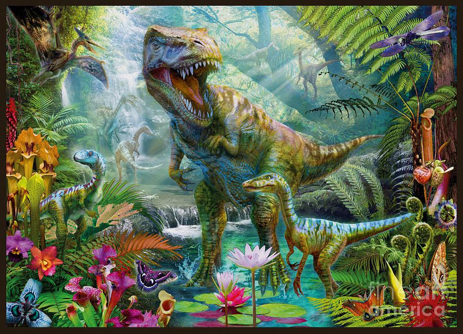 Prehistoric Digital Art - Dino Jungle Scene by MGL Meiklejohn Graphics Licensing