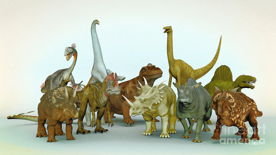 Dinosaur Digital Art - Dino Meeting by Jutta Maria Pusl