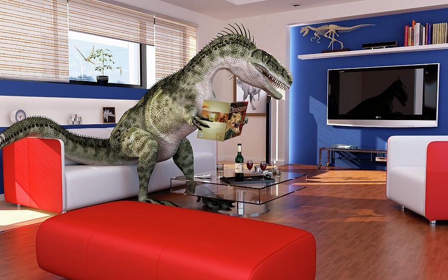 Dinosaur Photograph - Dinosaur In A Living Room by Leonello Calvetti