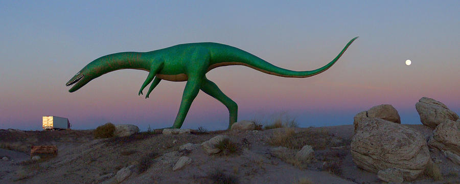 Dinosaur Loose on Route 66 2 Panoramic Photograph by Mike McGlothlen