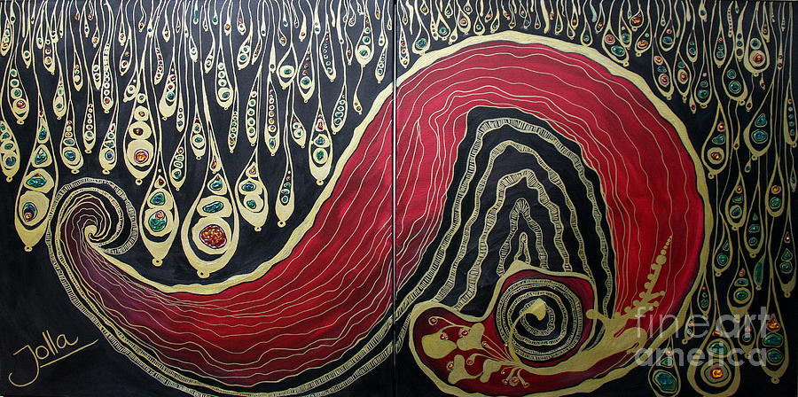Dipped in Gold Diptich Tapestry - Textile by Jolanta Anna Karolska