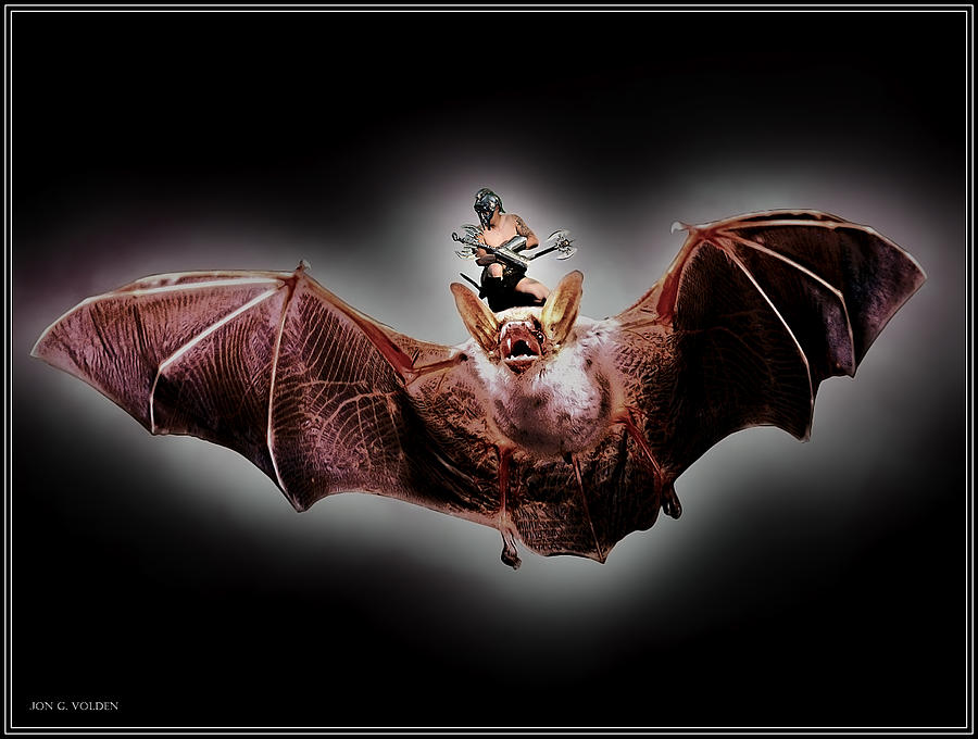 Dire Bat Rider Painting by Jon Volden