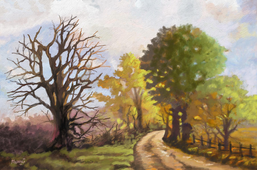 Tree Painting - Dirt road to some place by Anthony Mwangi