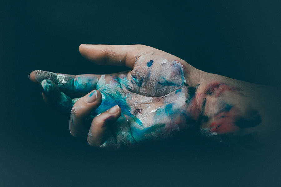 Dirty Hands of an Artist full of paint Photograph by Lisa Schaetzle