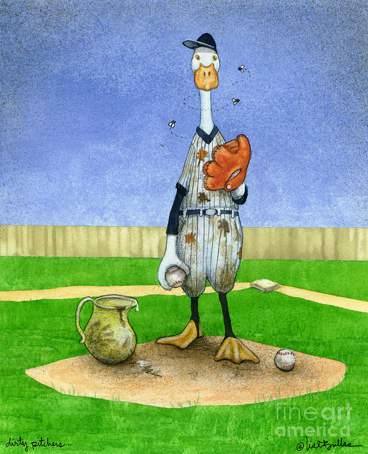 Baseball Painting - Dirty Pitchers... by Will Bullas