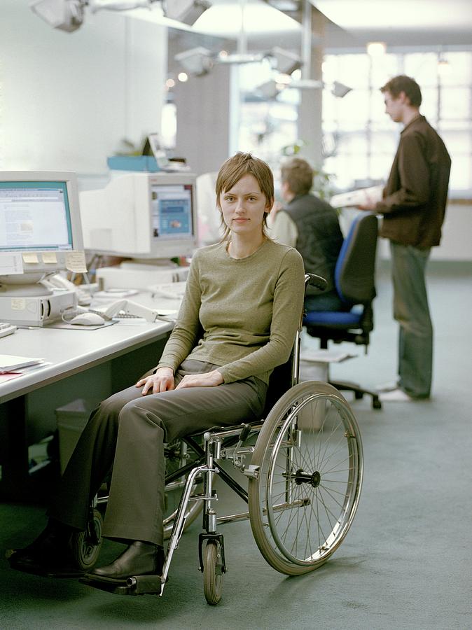 Disabled Woman At Work Photograph by Lee Powers/science Photo Library