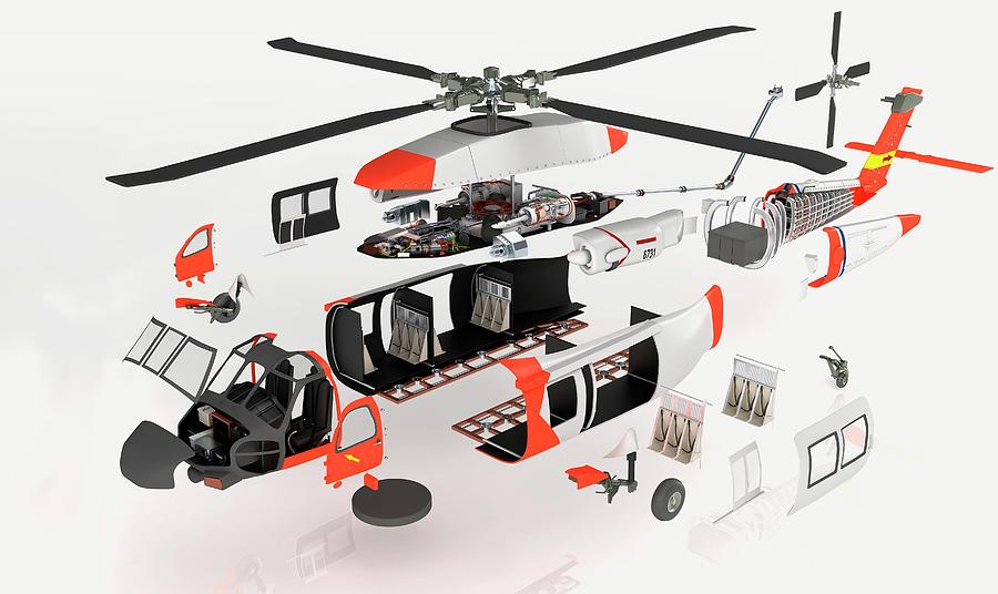 Disassembled Parts Of Military Helicopter Photograph by Dorling ...