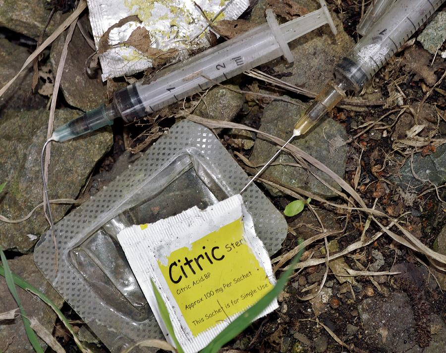 Heroin Photograph - Discarded Heroin Users Paraphernalia by Robert Brook/science Photo Library