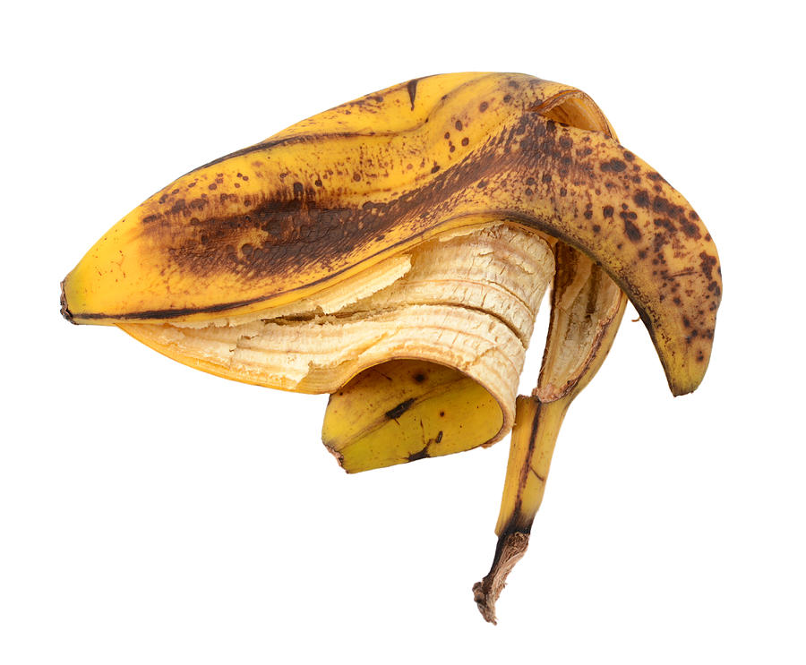 Discarded spotted overripe banana skin Photograph by Sarahdoow