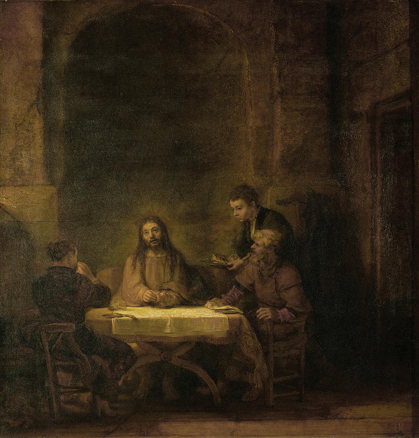 Disciples at Emmaus Painting by Rembrandt