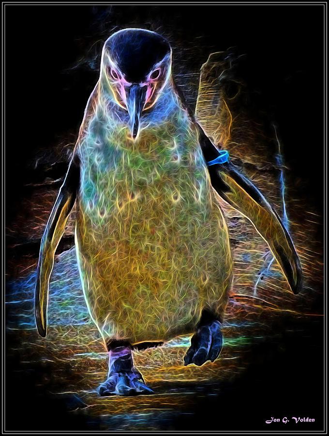 Disco Penguin Painting by Jon Volden