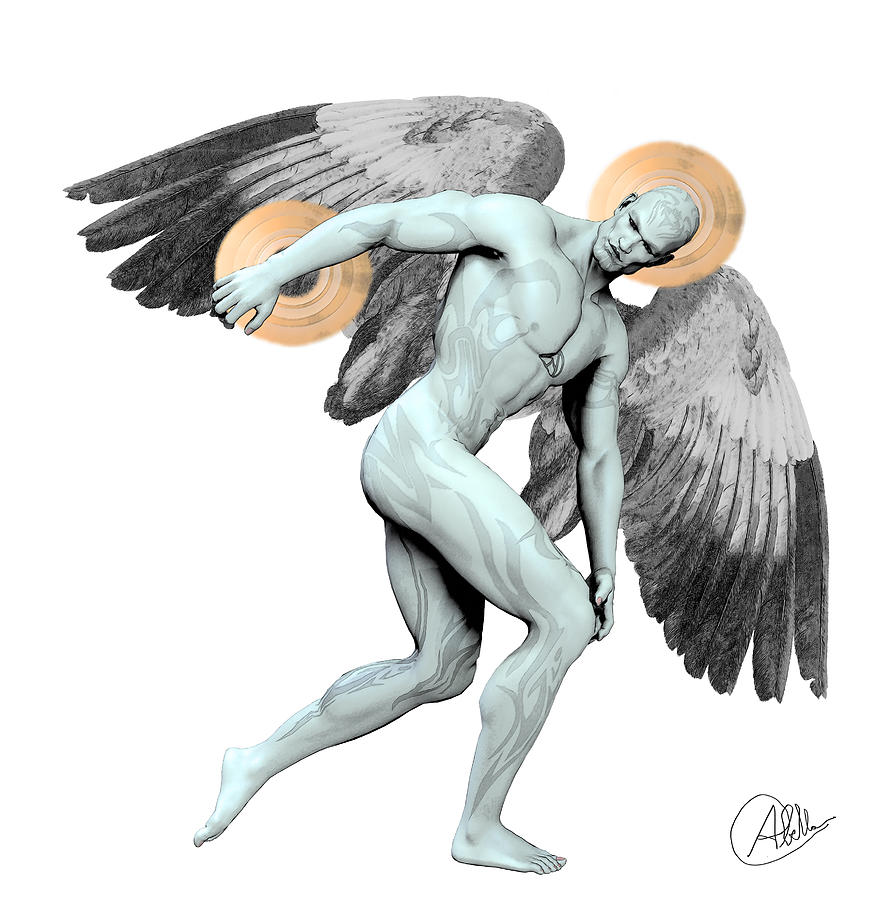 Discus Thrower Digital Art - Discus Thrower Angel by Quim Abella