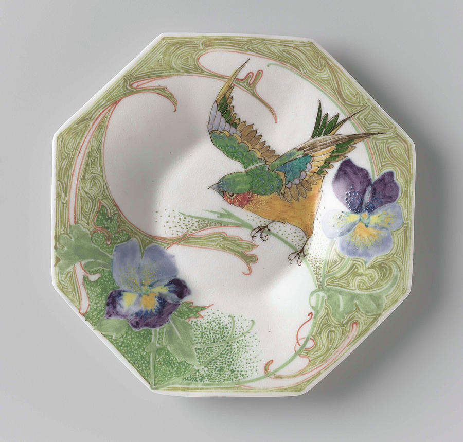 Violin Painting - Dish, Part Of A Set, Painted With Bird And Violins by Litz Collection
