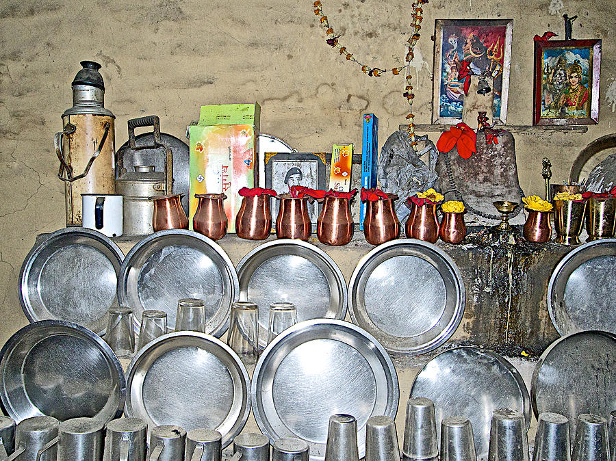 Dishes On Display In A Home In The Mothers Village In Nepal Photograph