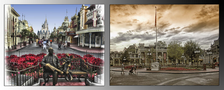 Disney World Main Street Before The Gates Open 2 Panel 01 Photograph by Thomas Woolworth