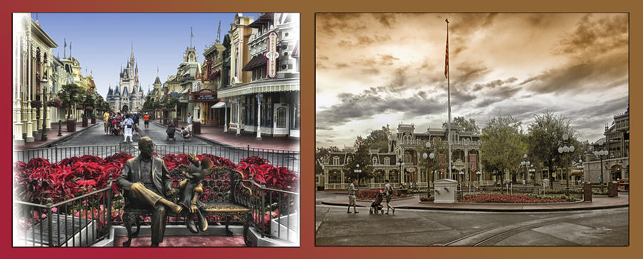 Disney World Main Street Before The Gates Open 2 Panel 02 Photograph by Thomas Woolworth