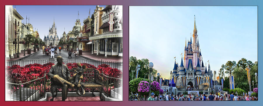 Disney World Main Street Twin Castles 2 Panel 02 Photograph by Thomas Woolworth