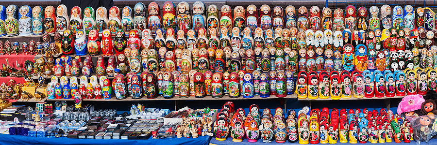 Moscow Photograph - Display Of The Russian Nesting Dolls by Panoramic Images