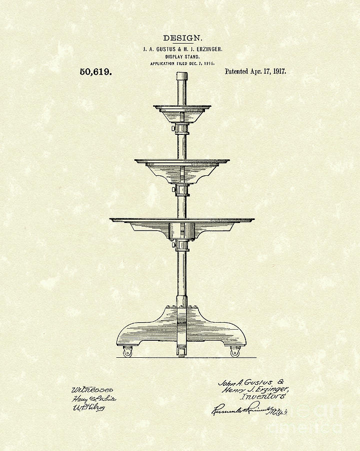 Display Stand 1917 Patent Art Drawing by Prior Art Design