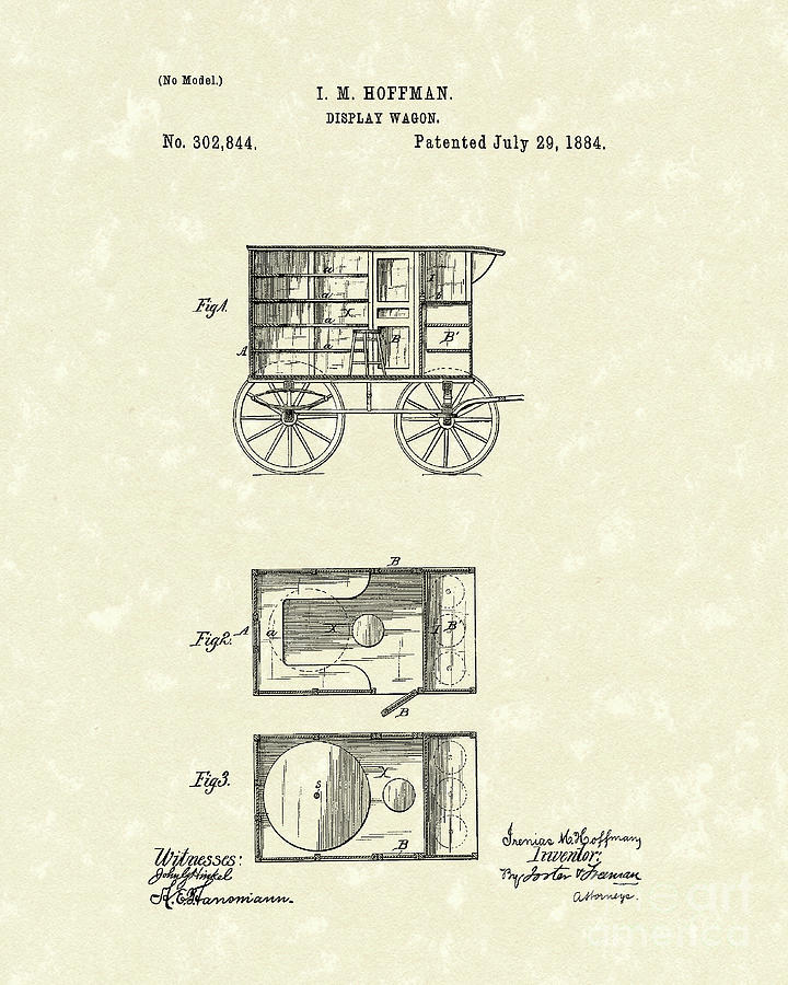 Display Wagon 1884 Patent Art Drawing by Prior Art Design