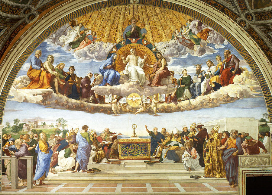 Disputation of Holy Sacrament. Painting by Raphael
