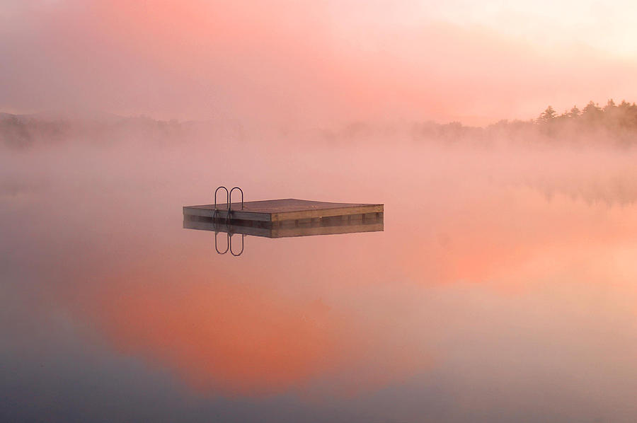 Dock Photograph - Distant Dock at Sunrise by Lucia Vicari