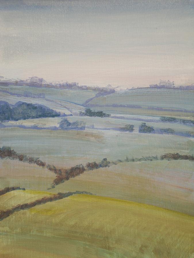 Distant Hills Fields and Hedges Painting Painting by Mike Jory