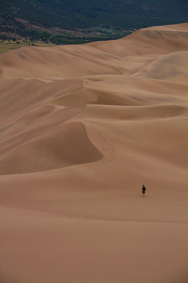 Distant Man Walking On Huge And Photograph by Matt Champlin