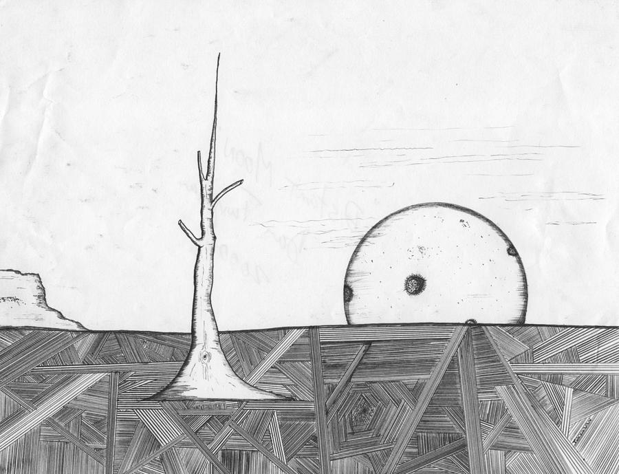 Distant Moon Drawing by Dan Twyman