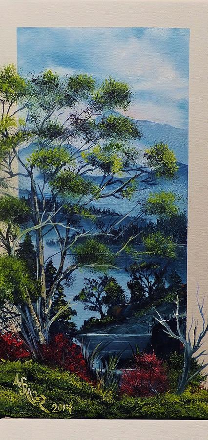 Distant Mountains Lake Painting