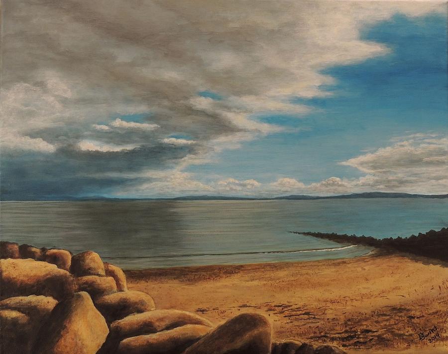 Distant Rain on Galway Bay Painting by David Swint