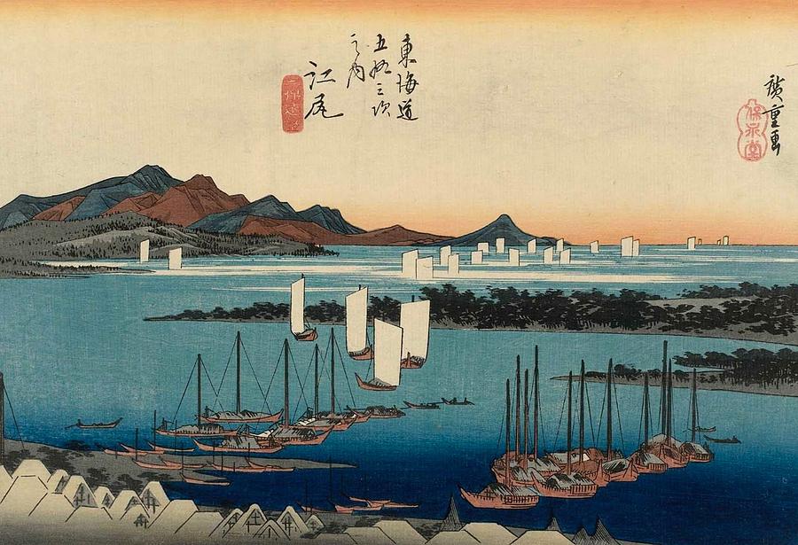 Hiroshige Painting - Distant View of Miho by Utagawa Hiroshige