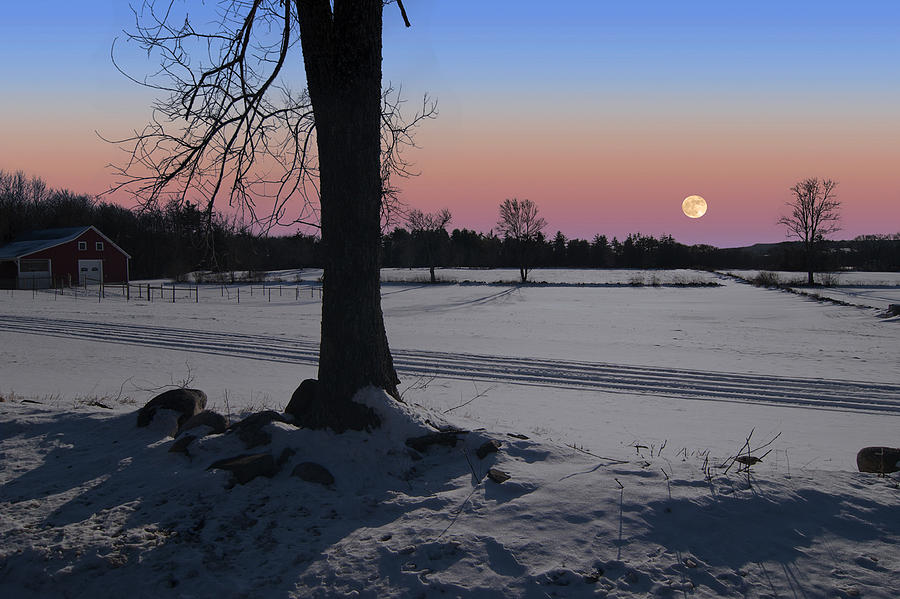 Distant Winter Moonrise Photograph by Larry Landolfi