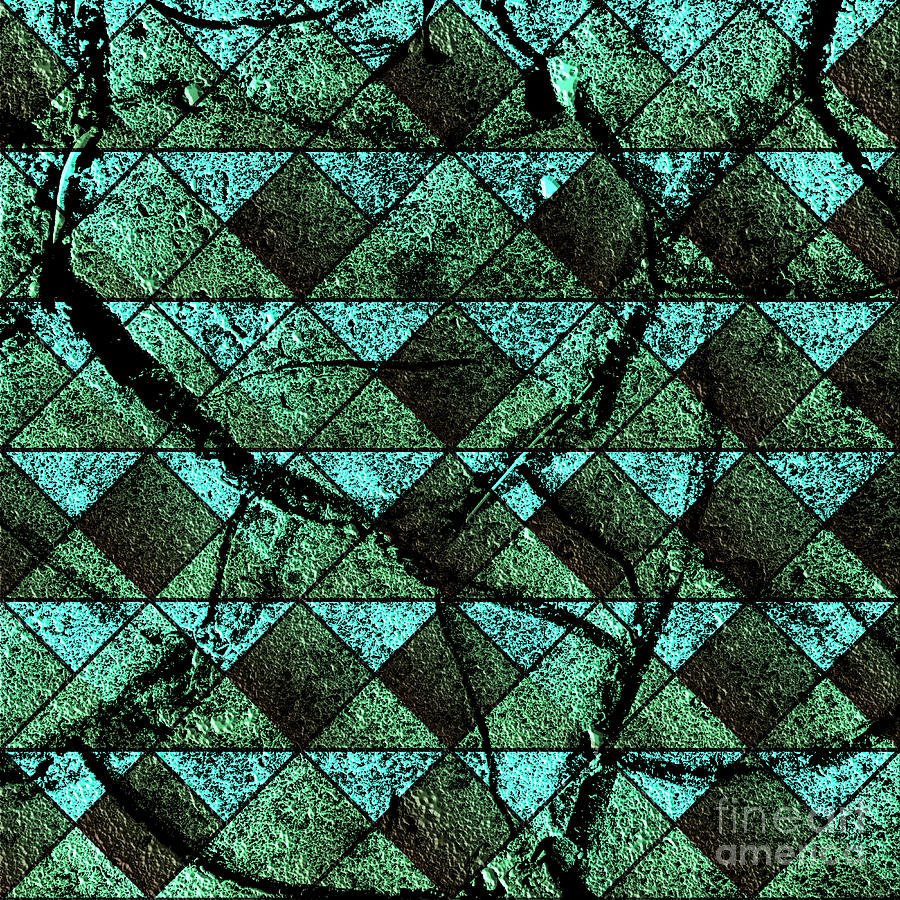Abstract Digital Art - Distressed geometric pattern by Gaspar Avila