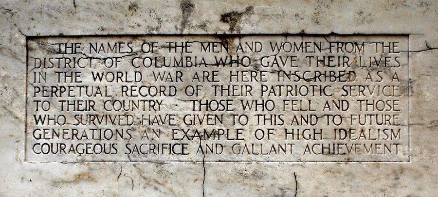 District of Columbia War Memorial Inscription Photograph by Jemmy Archer