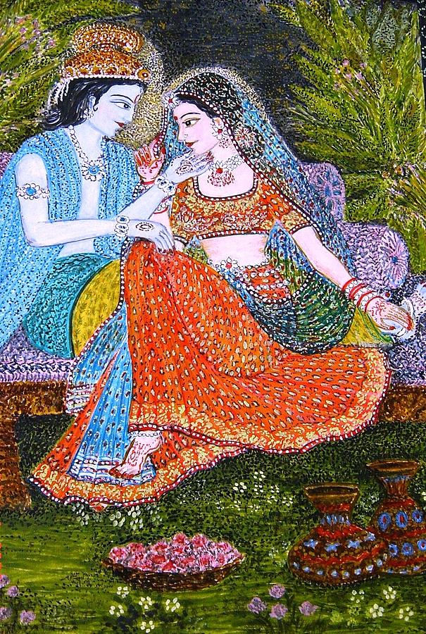 Divine couple and a night of bliss Painting by Anita Roy