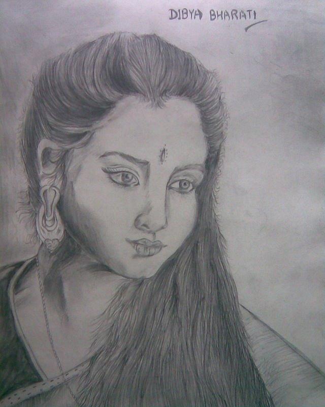 Divya bharti sketch  pencil drawing by soni raghav arts in 2023  Easy  drawings Drawings Pencil drawings