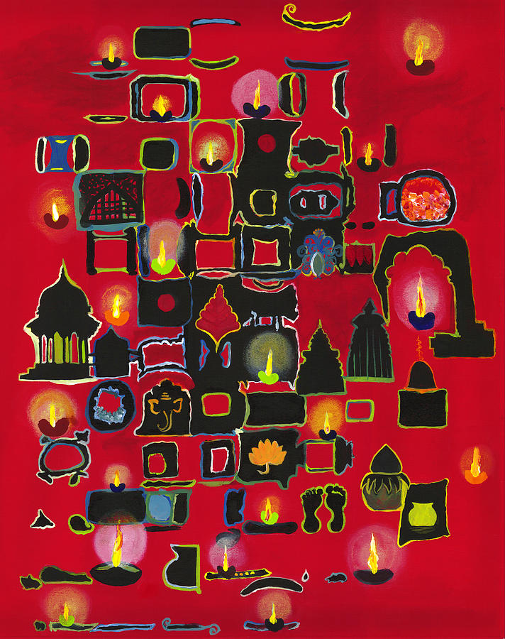Lamp Painting - Diwali Diyas by Alika Kumar