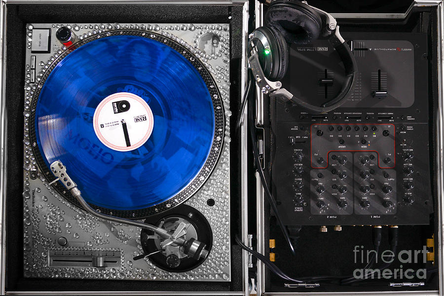 Music Photograph - DJ Blue Vinyl Mixing Board by Jt PhotoDesign