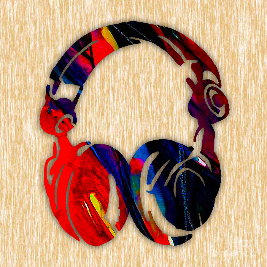 Headphones Mixed Media - DJs Headphones by Marvin Blaine