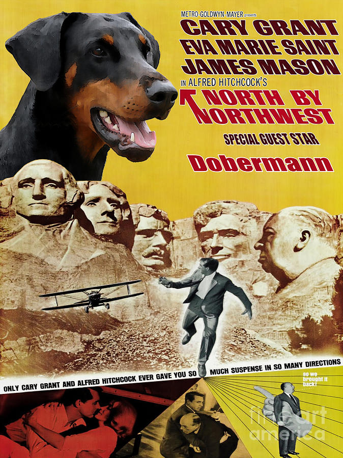 Doberman Pinscher Art Canvas Print - North By Northwest Movie Poster Painting by Sandra Sij