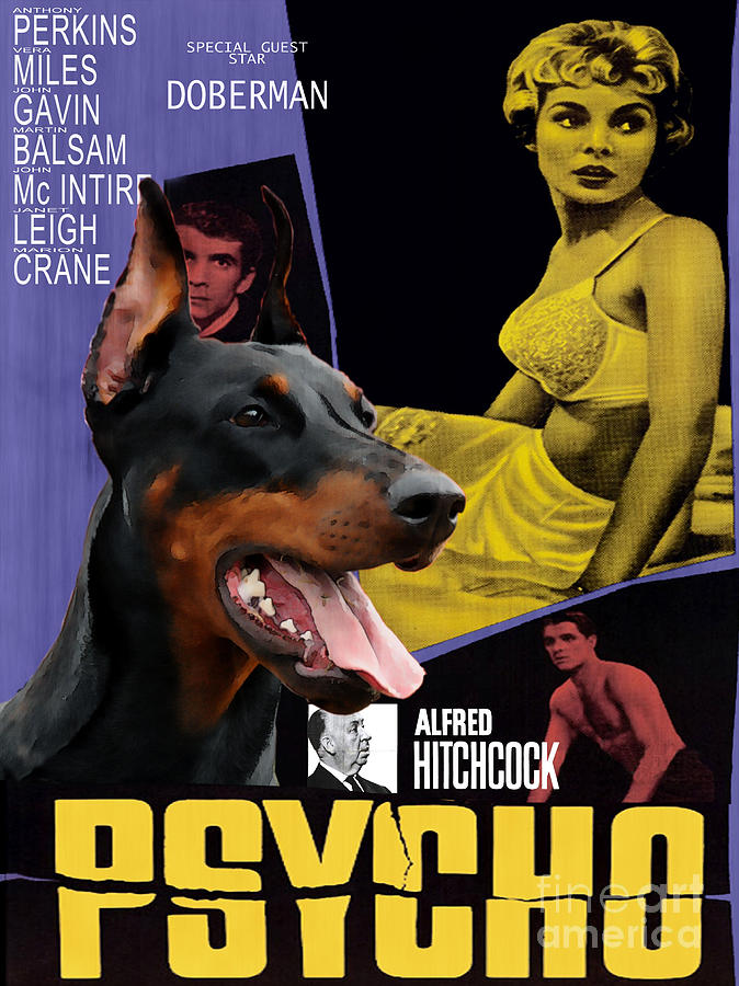 Doberman Pinscher Art Canvas Print - Psycho Movie Poster Painting by Sandra Sij