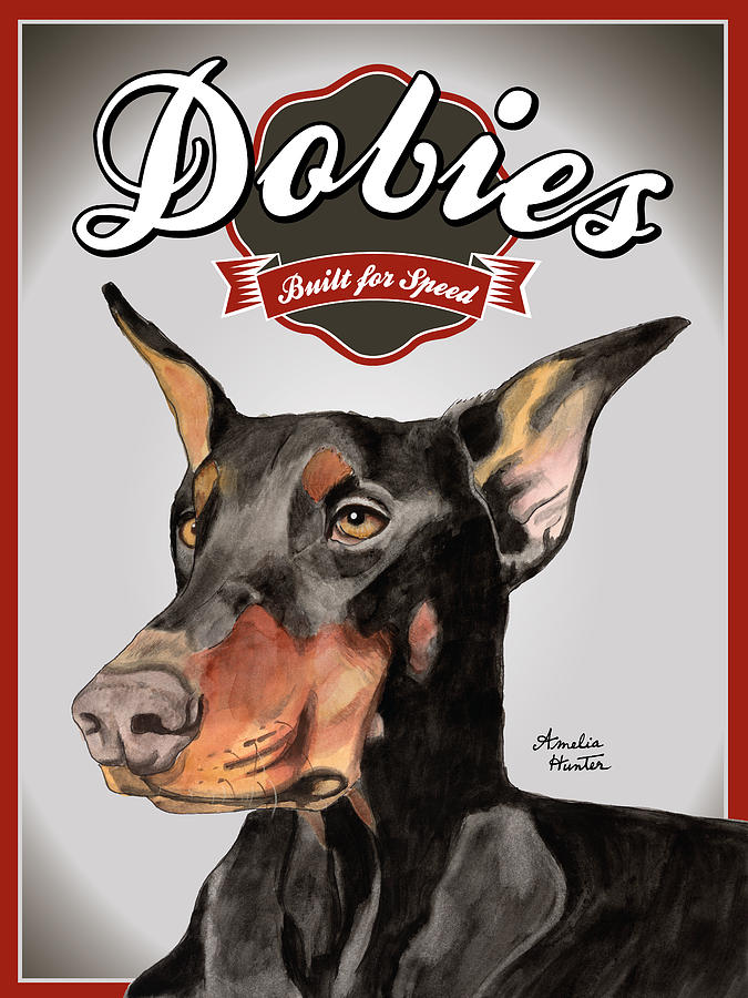 Dog Painting - Dobies Built for Speed by Amelia Hunter
